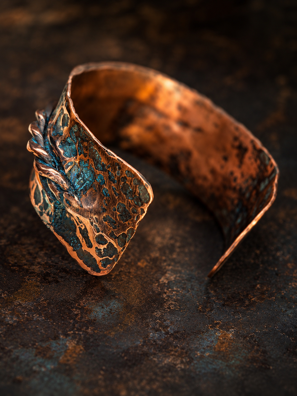 One-of-a- kind copper cuff bracelet by Blueye Design's