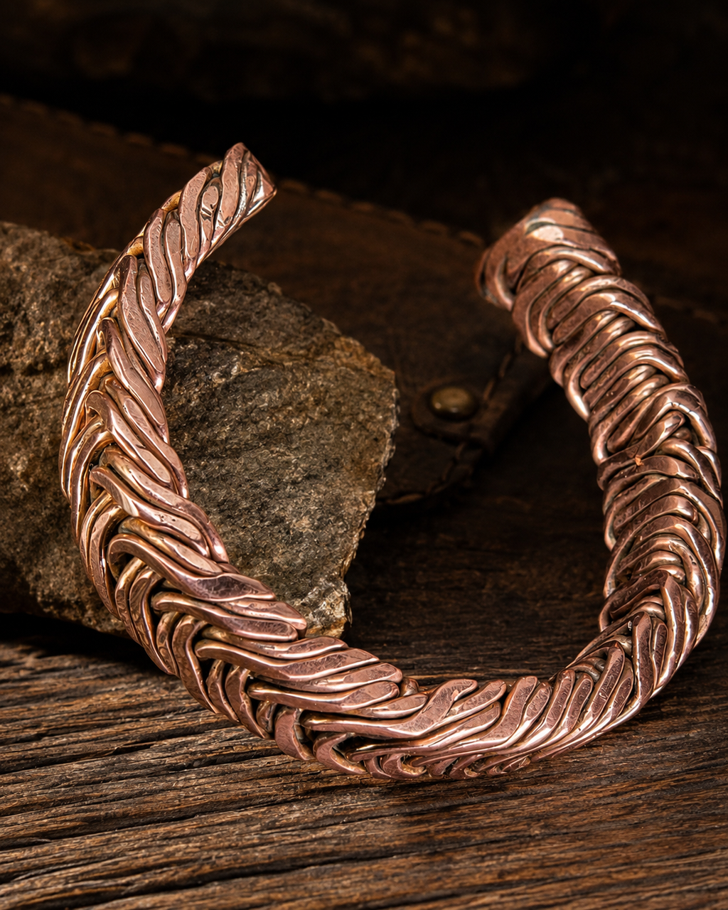 Handmade Woven Copper Cuff Bracelet – Artisan Statement Jewelry