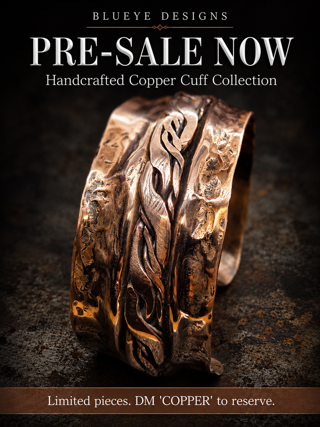 Handcrafted Copper Braided Cuff Bracelet - Boho Vintage Style