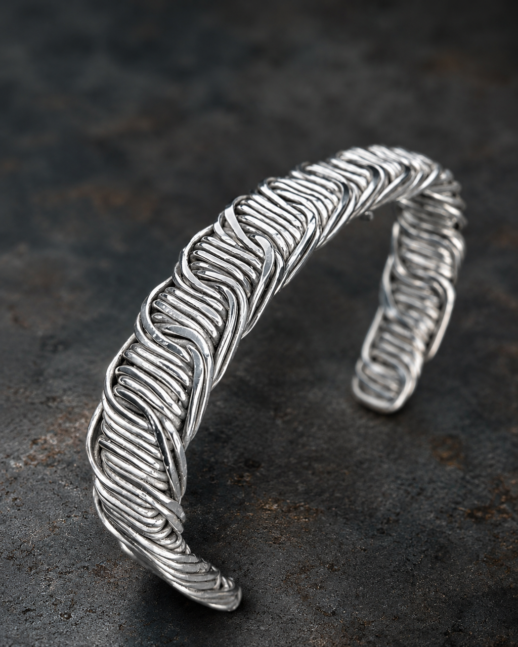 Handcrafted silver cuff bracelet