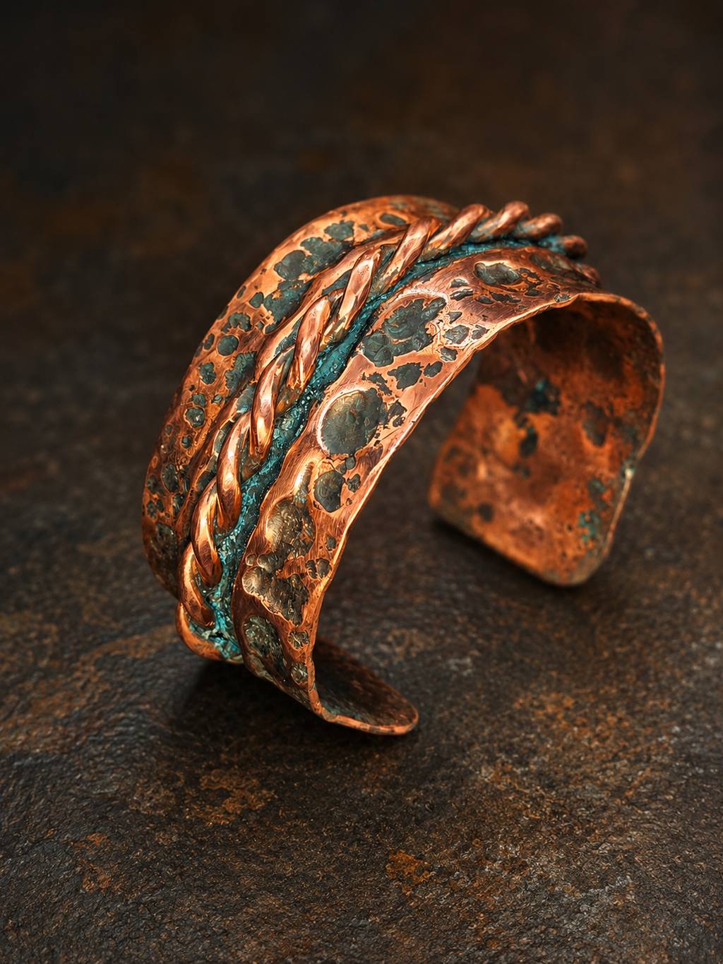 One-of-a- kind copper cuff bracelet by Blueye Design's
