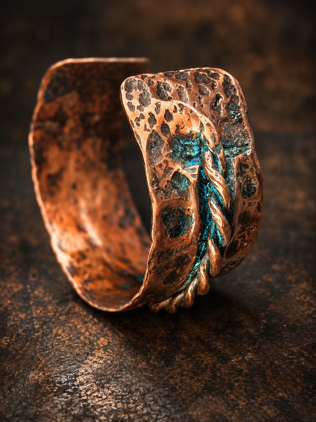 One-of-a- kind copper cuff bracelet by Blueye Design's