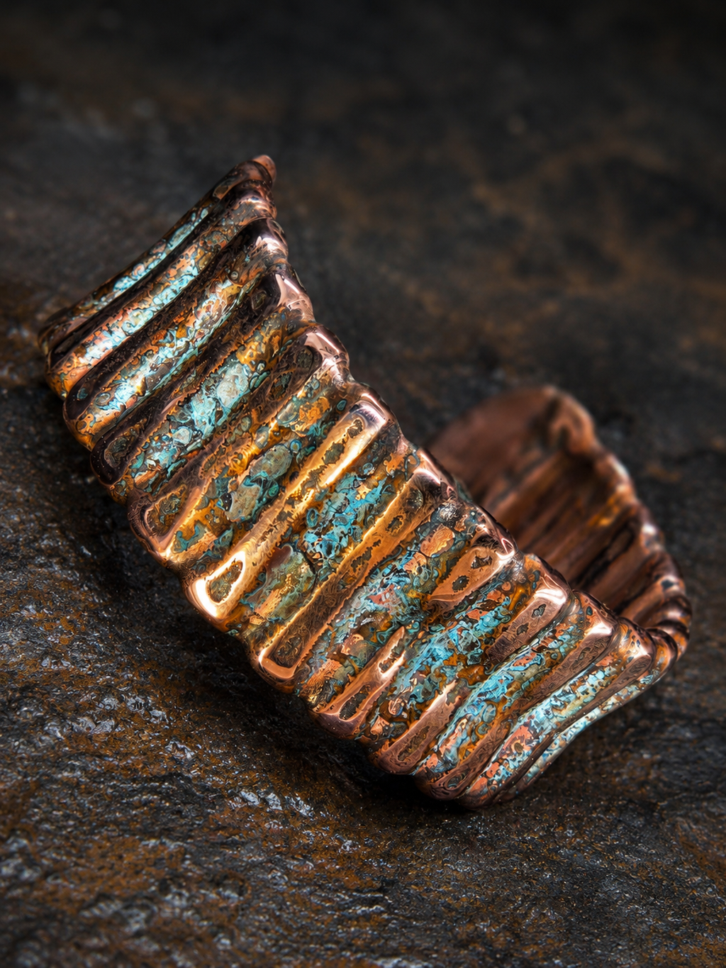 Handcrafted Copper Cuff Bracelet – Blue Patina | One-of-a-Kind by Blueye Designs