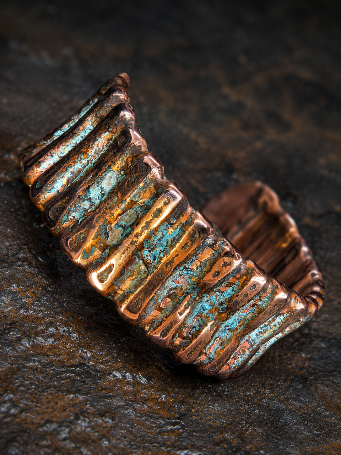 Handcrafted Copper Cuff Bracelet – Blue Patina | One-of-a-Kind by Blueye Designs
