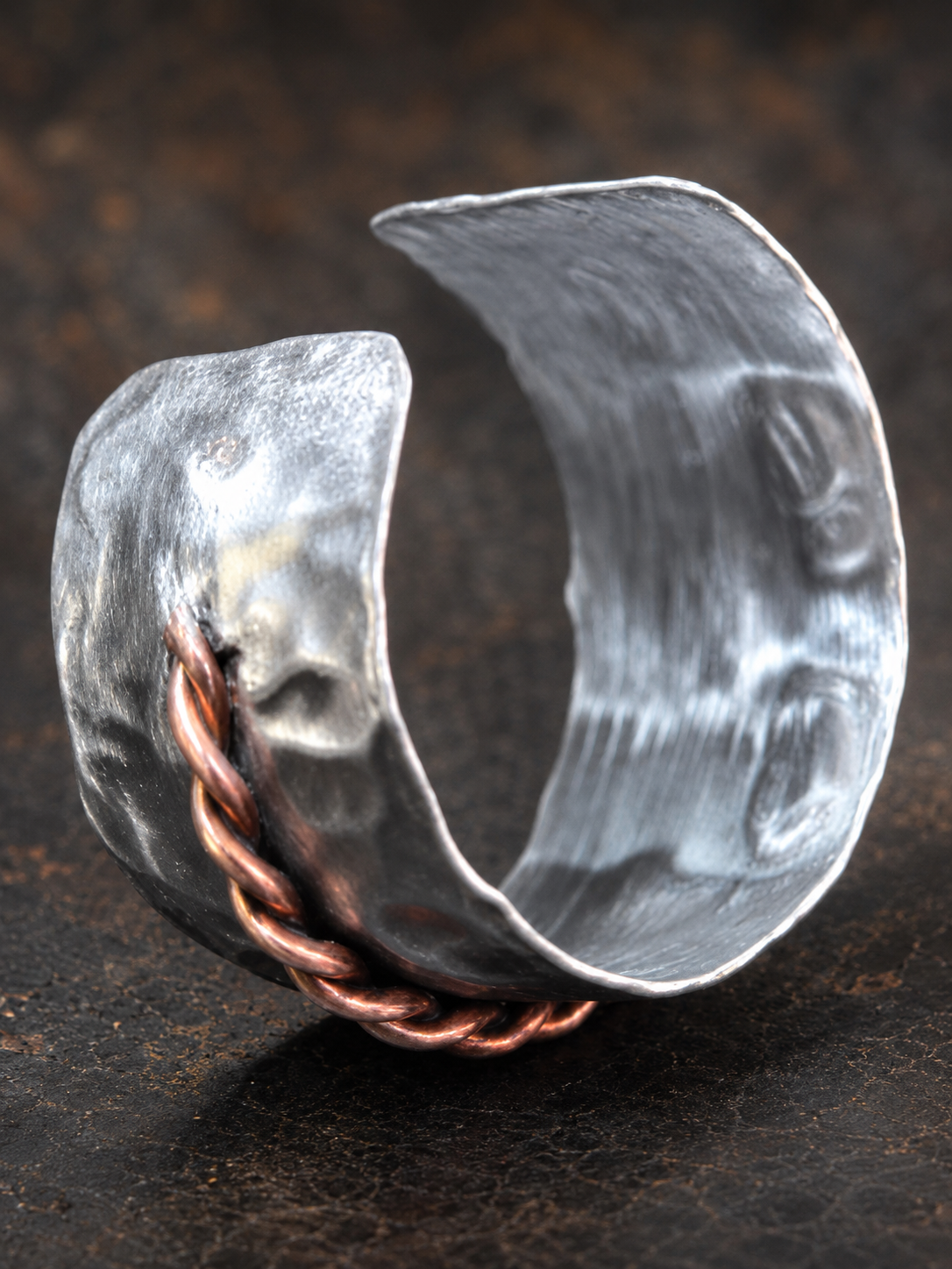 Handcrafted Hammered Aluminum and Copper Cuff Bracelet