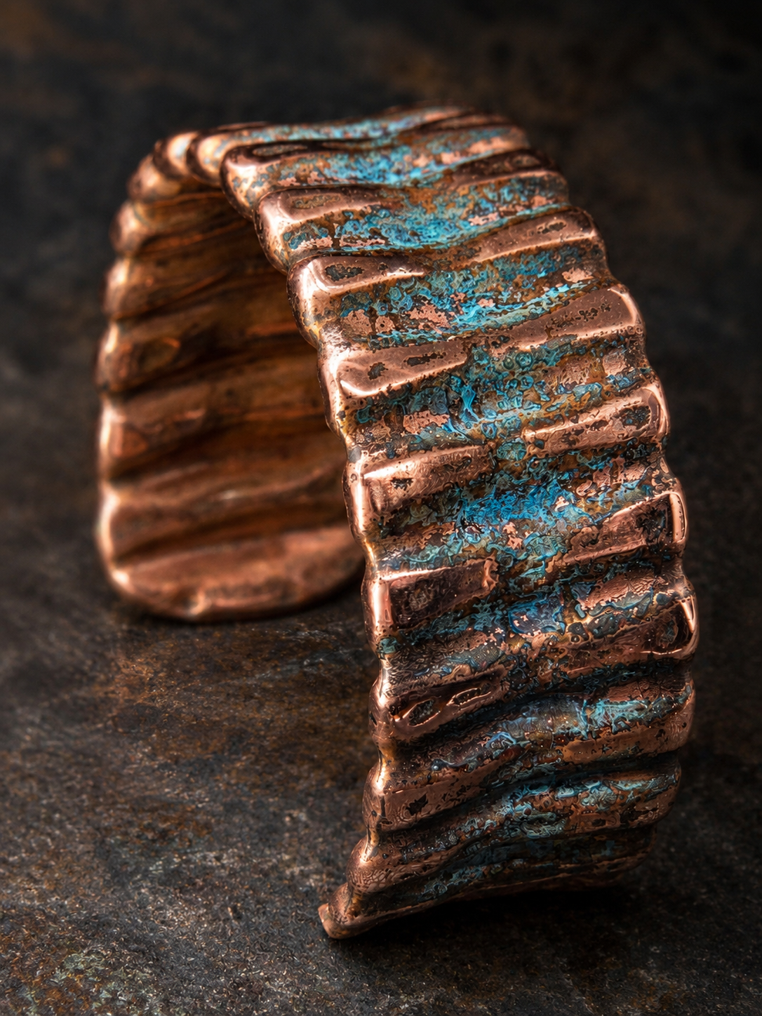 Handcrafted Copper Cuff Bracelet – Blue Patina | One-of-a-Kind by Blueye Designs
