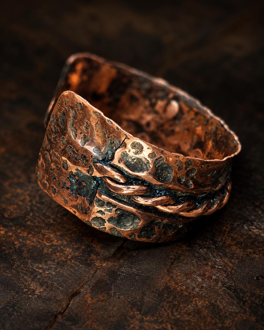 One-of-a- kind copper cuff bracelet by Blueye Design's