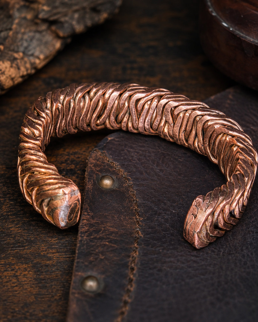 Handmade Woven Copper Cuff Bracelet – Artisan Statement Jewelry
