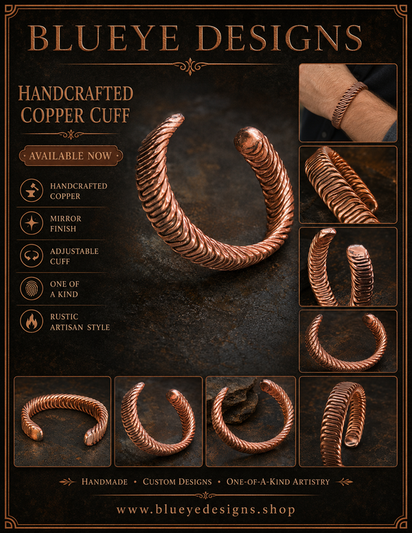 Handmade Copper Cuff Bracelet – One-of-a-Kind Design