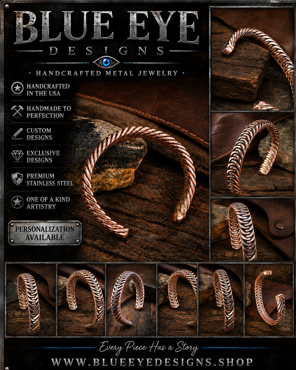 Handcrafted Copper Cuff Bracelet – Bold, Rugged & One of a Kind