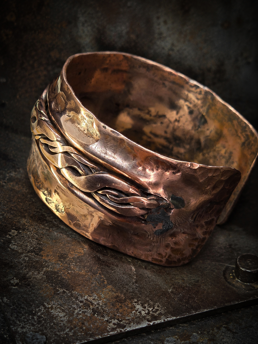 Handcrafted Copper Braided Cuff Bracelet - Boho Vintage Style