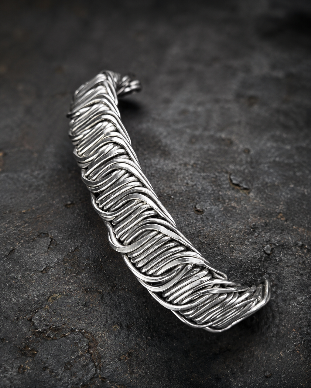 Handcrafted silver cuff bracelet