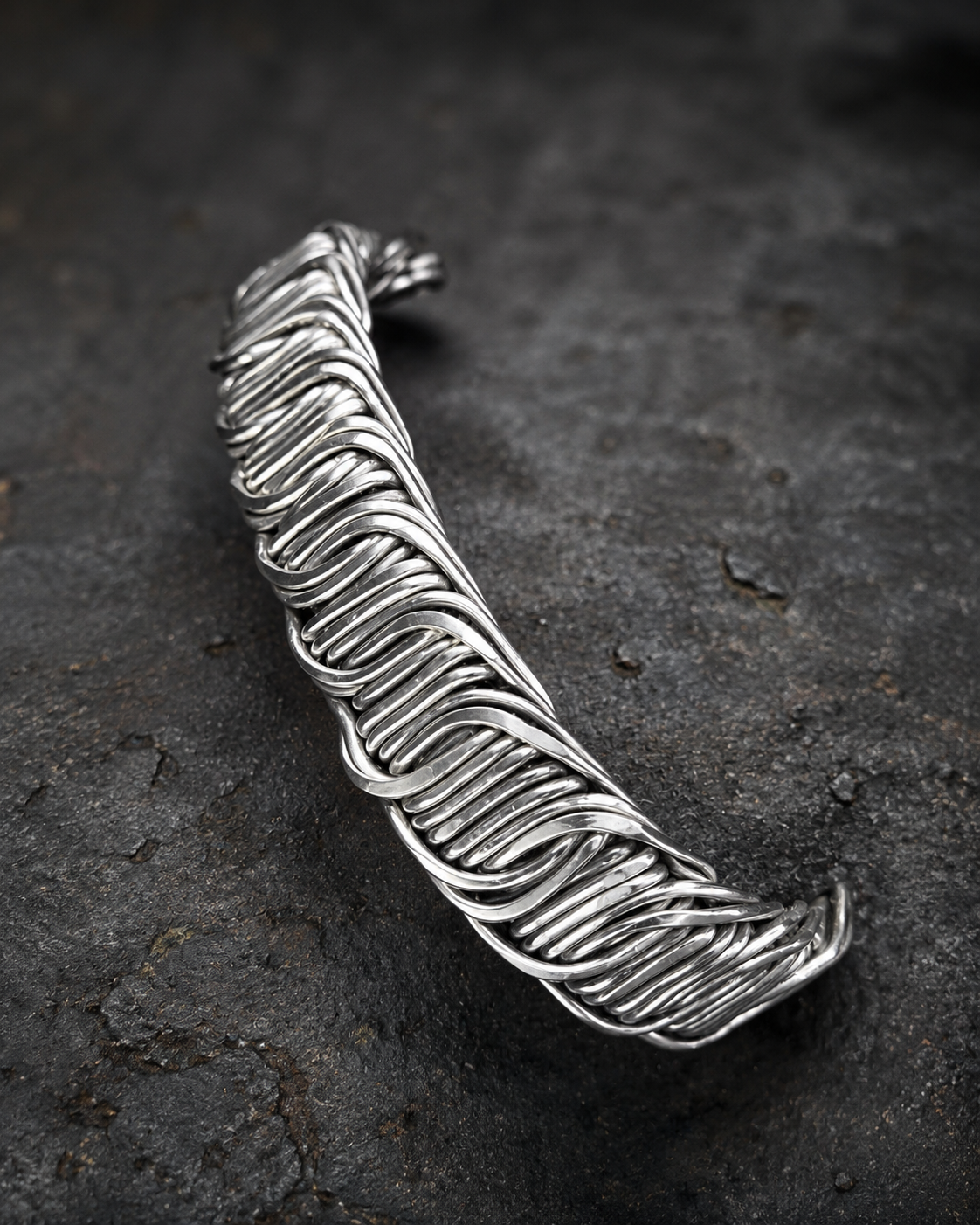 Handcrafted silver cuff bracelet