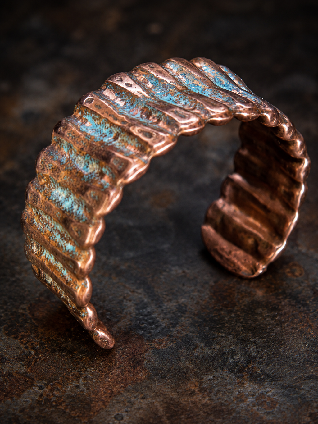 Handcrafted Copper Cuff Bracelet – Blue Patina | One-of-a-Kind by Blueye Designs