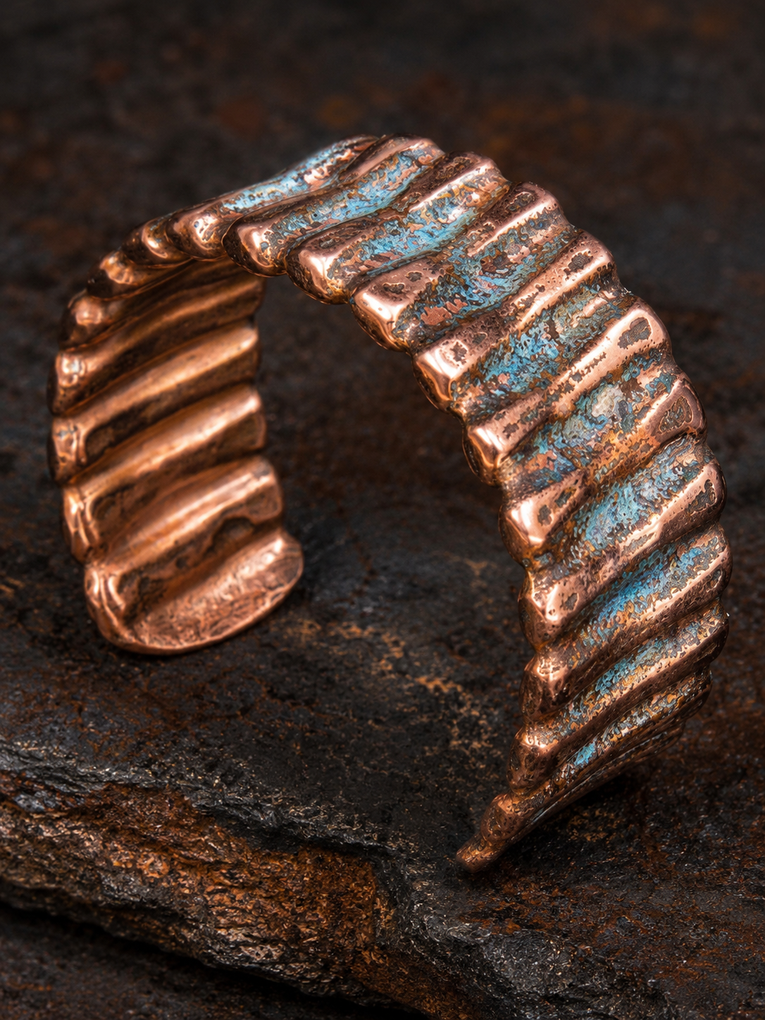Handcrafted Copper Cuff Bracelet – Blue Patina | One-of-a-Kind by Blueye Designs