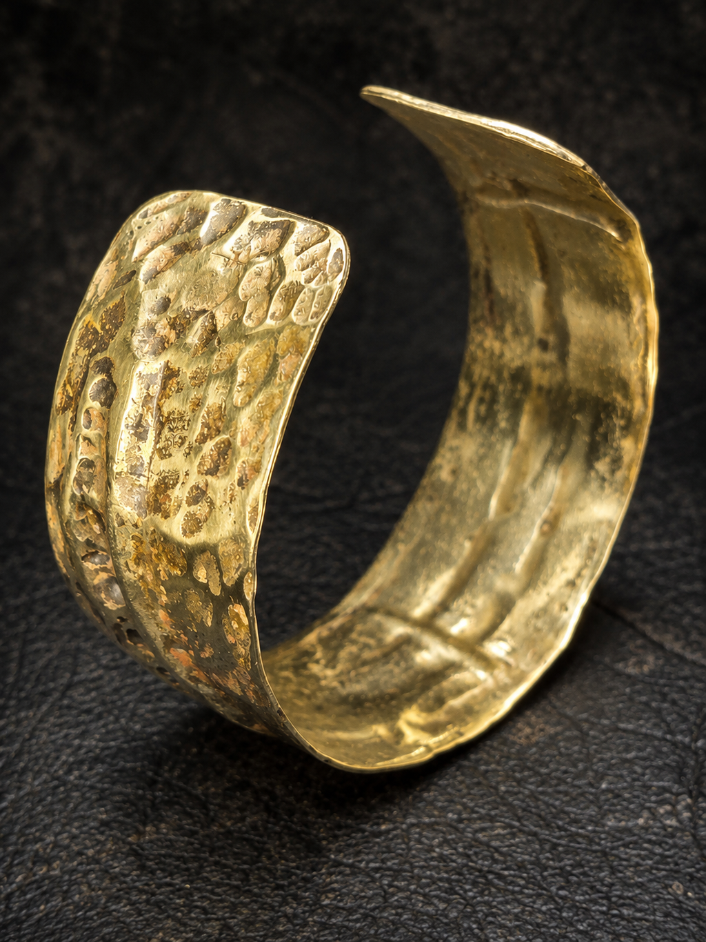 Rustic Hammered Brass Cuff Bracelet – Wide Patina Statement Cuff.