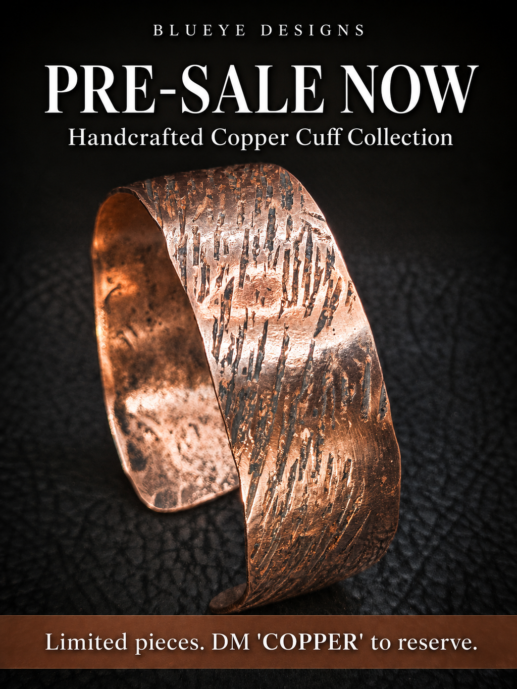 Handmade Copper Cuff Bracelet – Textured Artisan Jewelry by Blueye Designs'