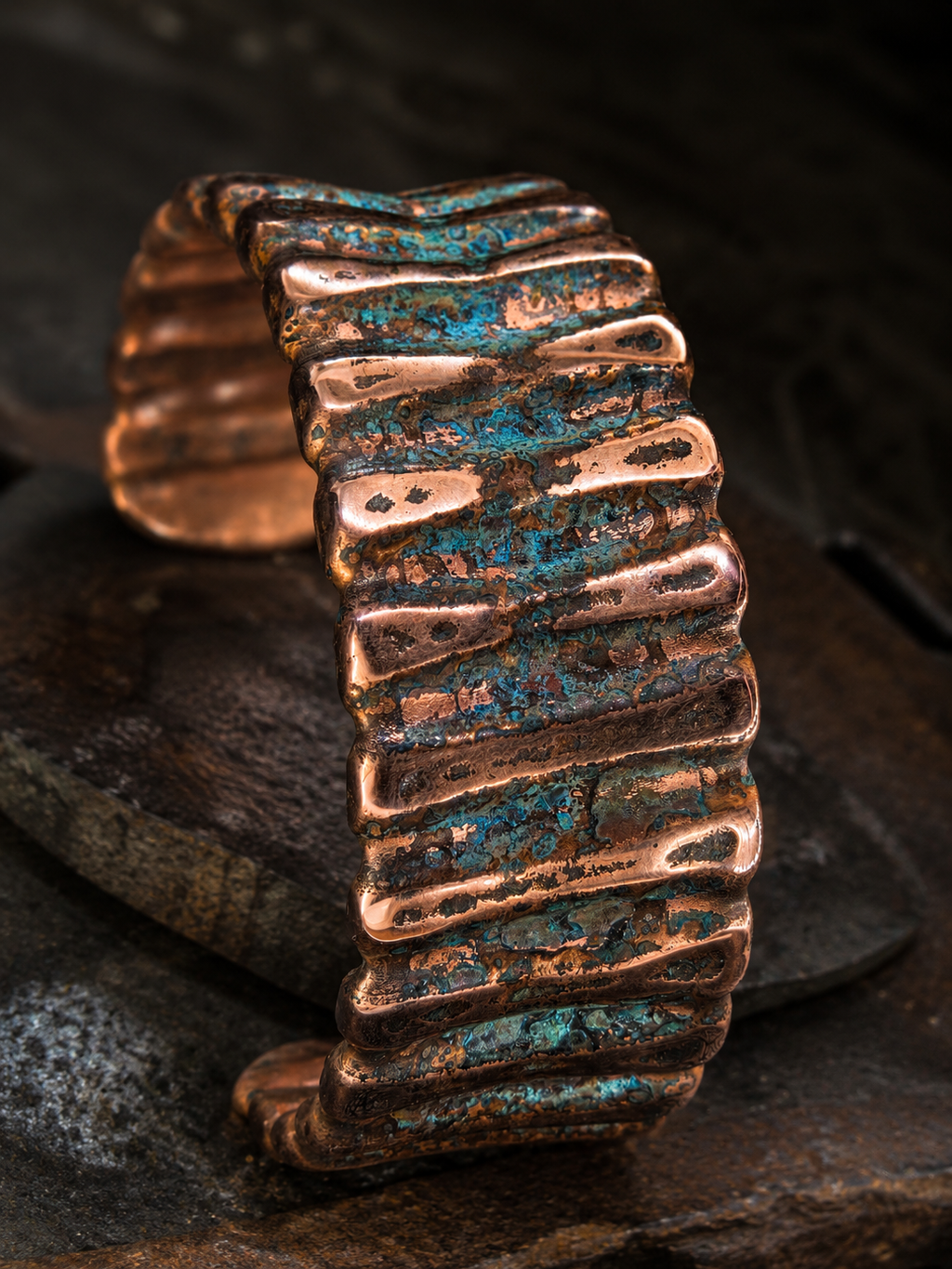 Handcrafted Copper Cuff Bracelet – Blue Patina | One-of-a-Kind by Blueye Designs