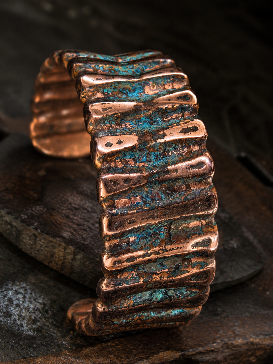 Handcrafted Copper Cuff Bracelet – Blue Patina | One-of-a-Kind by Blueye Designs
