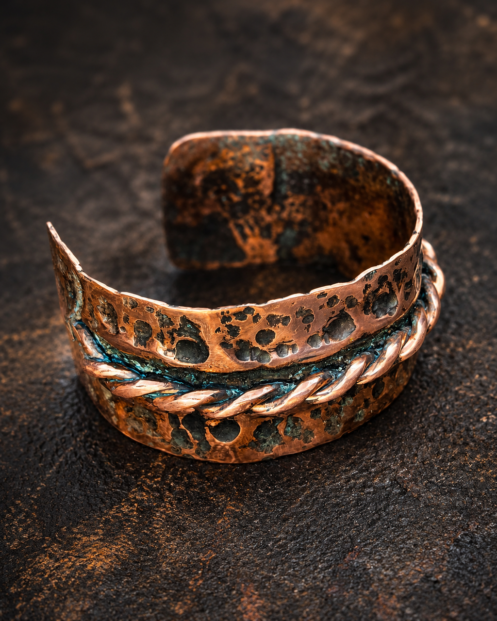 One-of-a- kind copper cuff bracelet by Blueye Design's