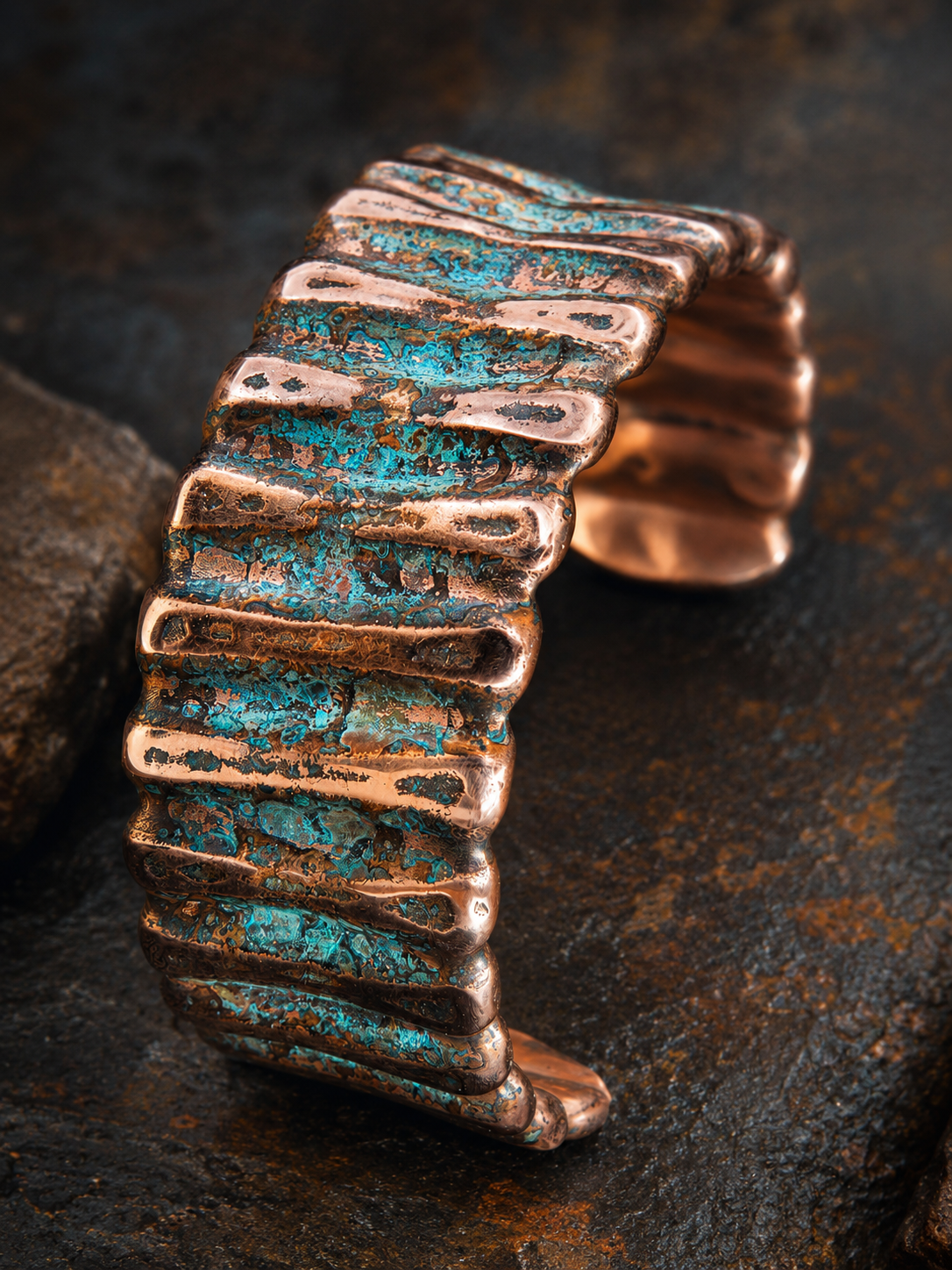 Handcrafted Copper Cuff Bracelet – Blue Patina | One-of-a-Kind by Blueye Designs