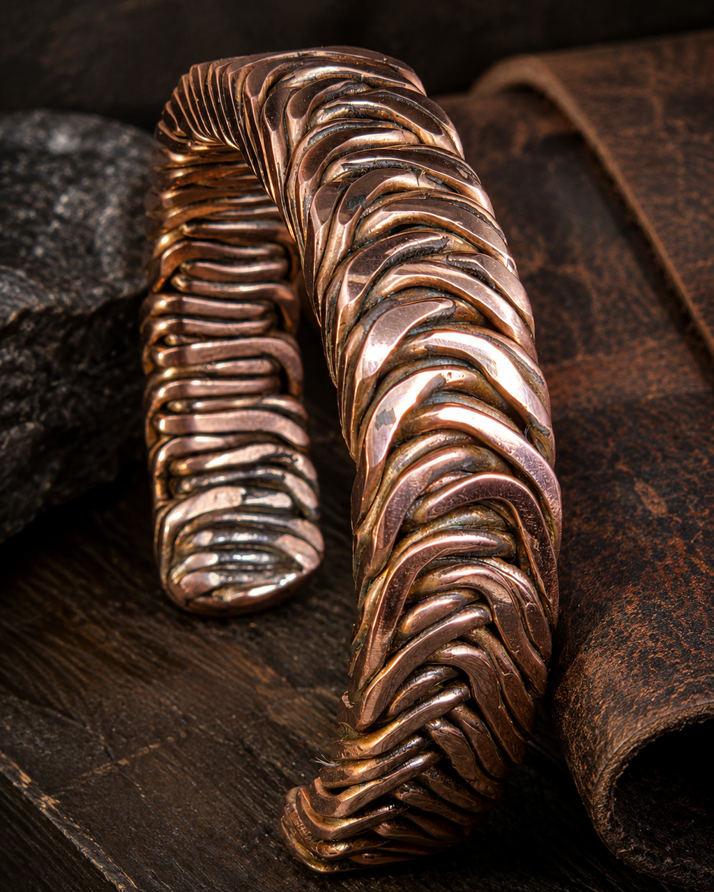 Handmade Woven Copper Cuff Bracelet – Artisan Statement Jewelry