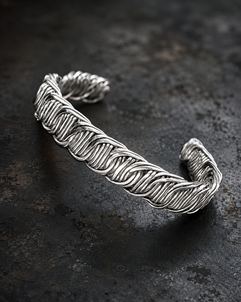 Handcrafted silver cuff bracelet