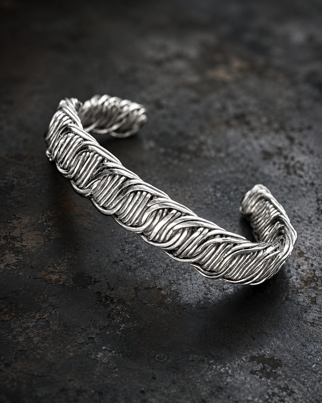 Handcrafted silver cuff bracelet