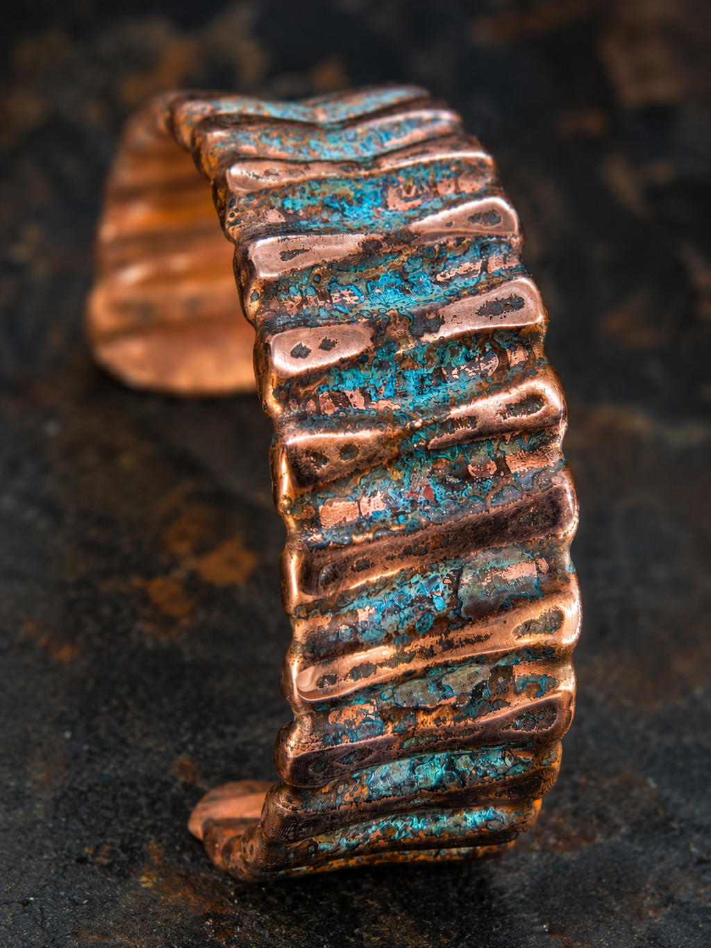 Handcrafted Copper Cuff Bracelet – Blue Patina | One-of-a-Kind by Blueye Designs
