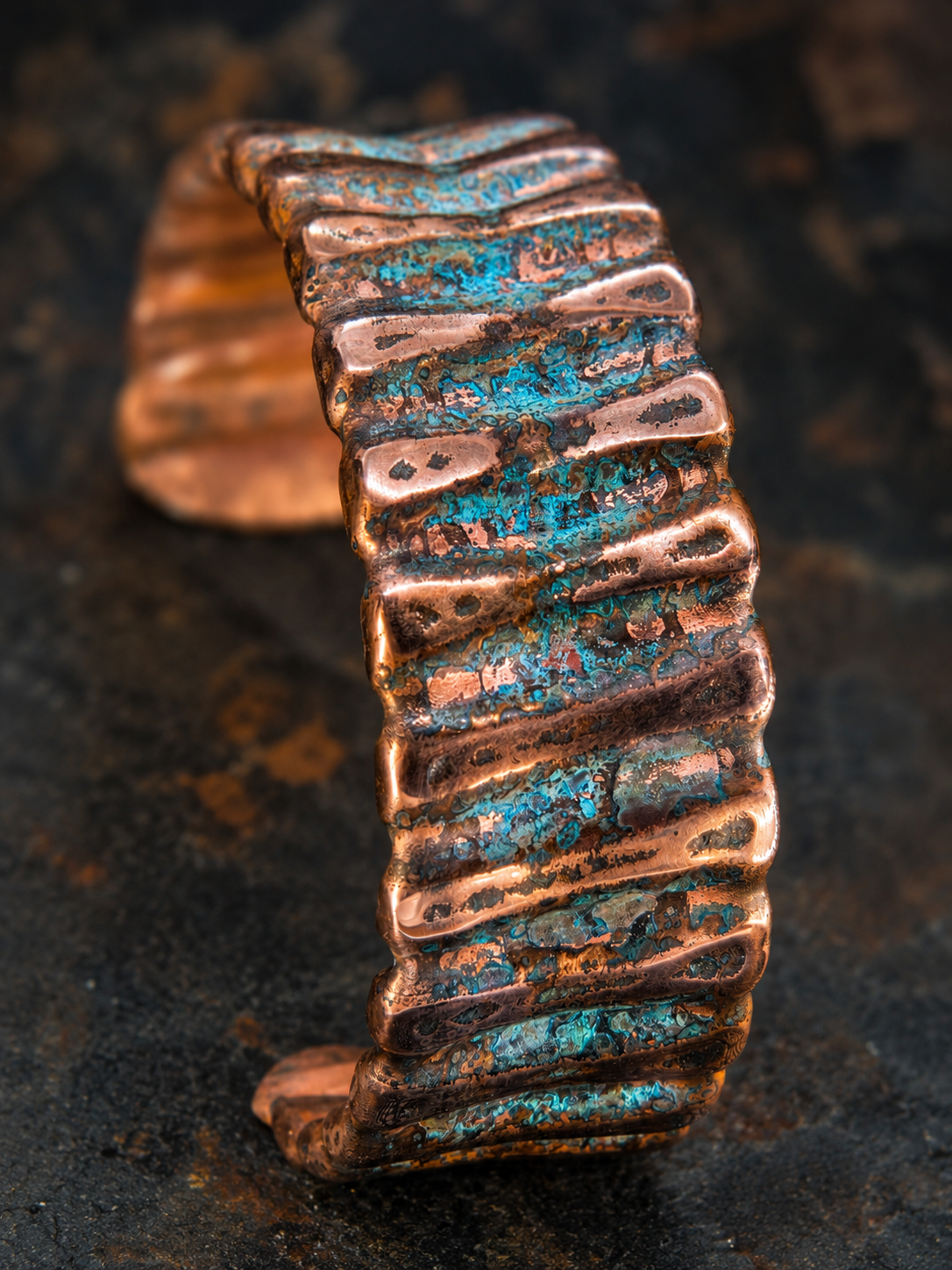 Handcrafted Copper Cuff Bracelet – Blue Patina | One-of-a-Kind by Blueye Designs