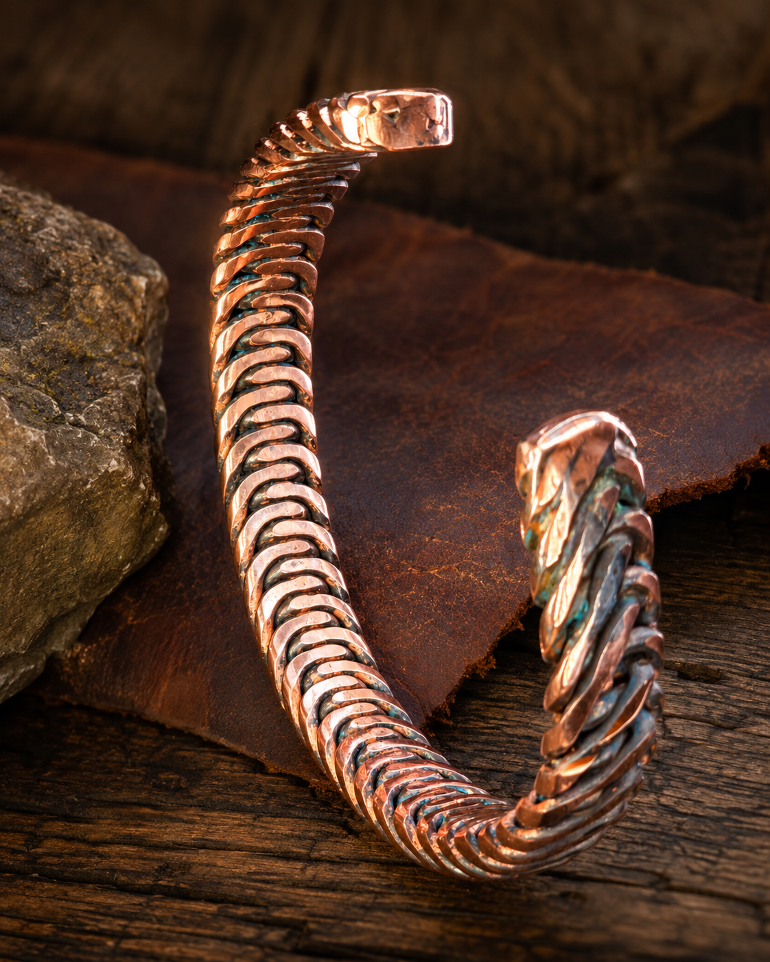 Handcrafted Copper Twisted Cuff Bracelet