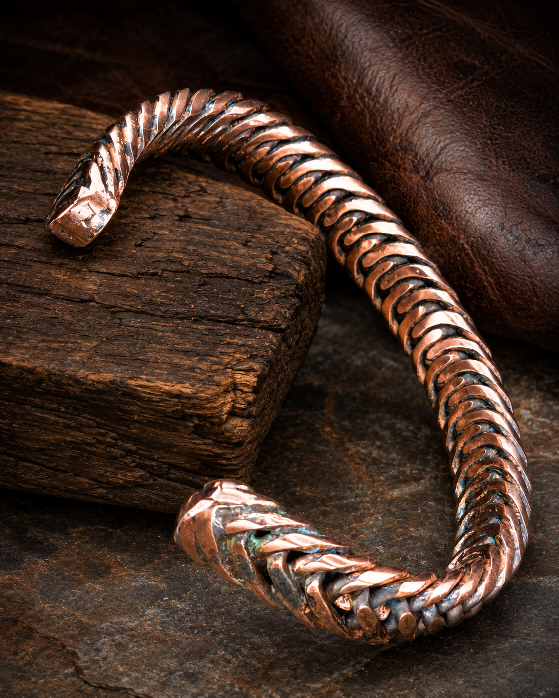 Handcrafted Copper Twisted Cuff Bracelet
