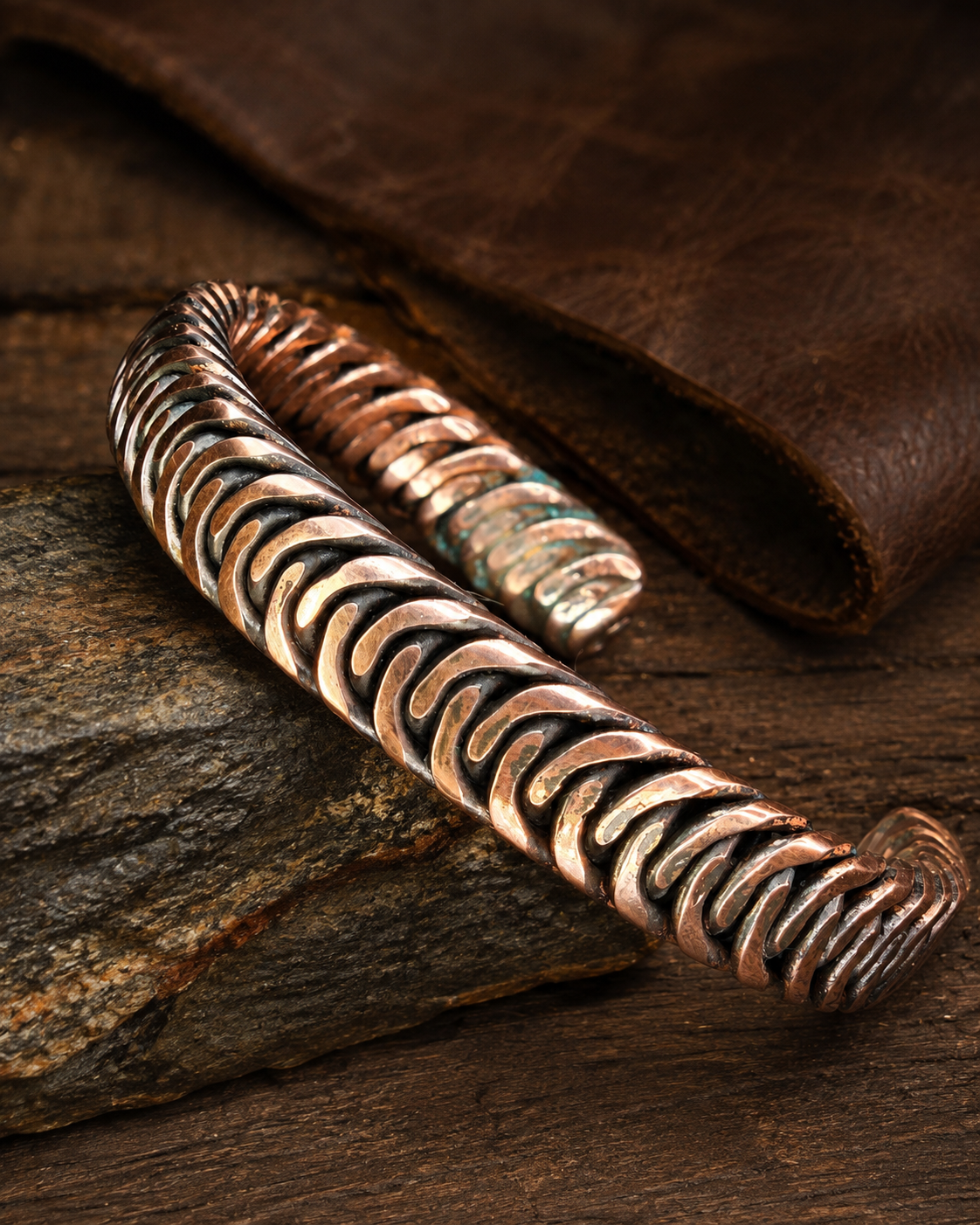Handcrafted Copper Twisted Cuff Bracelet