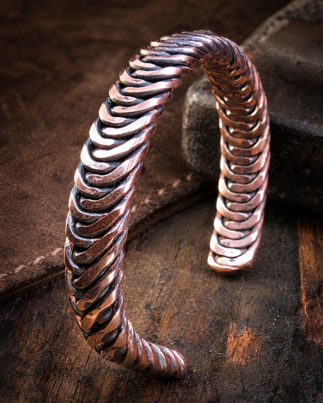 Handcrafted Copper Twisted Cuff Bracelet