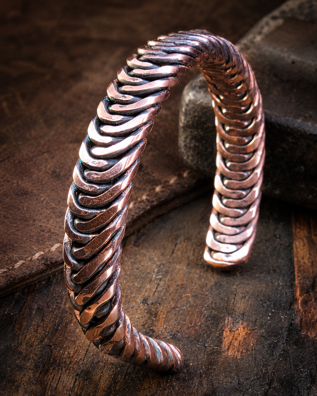 Handcrafted Copper Twisted Cuff Bracelet