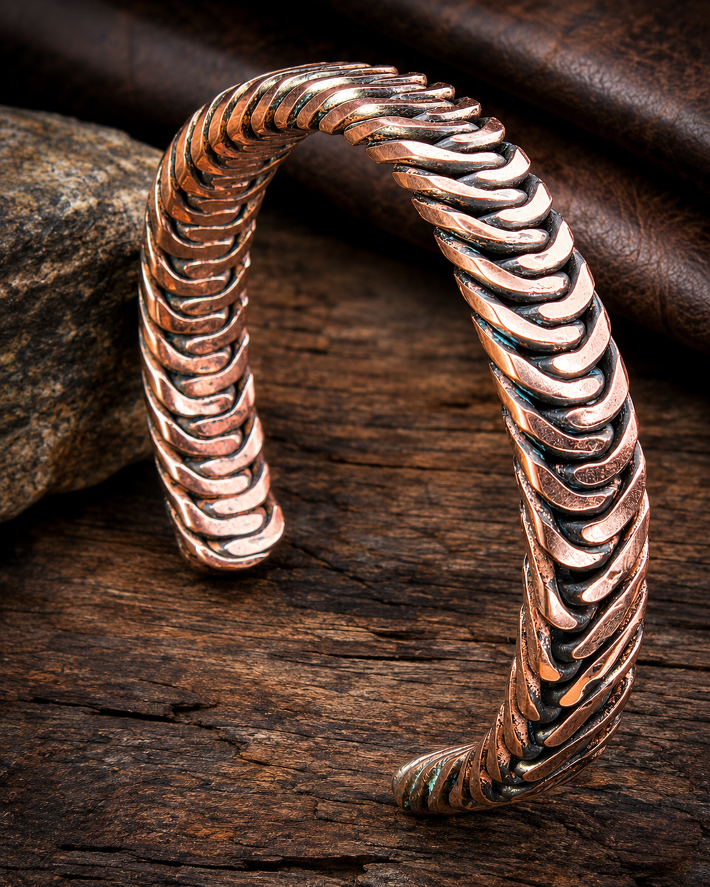 Handcrafted Copper Twisted Cuff Bracelet