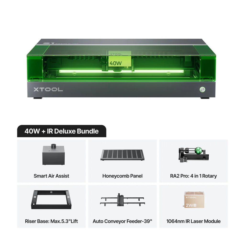 xTool S1 + 1064nm IR Laser Kit: Enclosed Diode Laser Engraver & Cutter