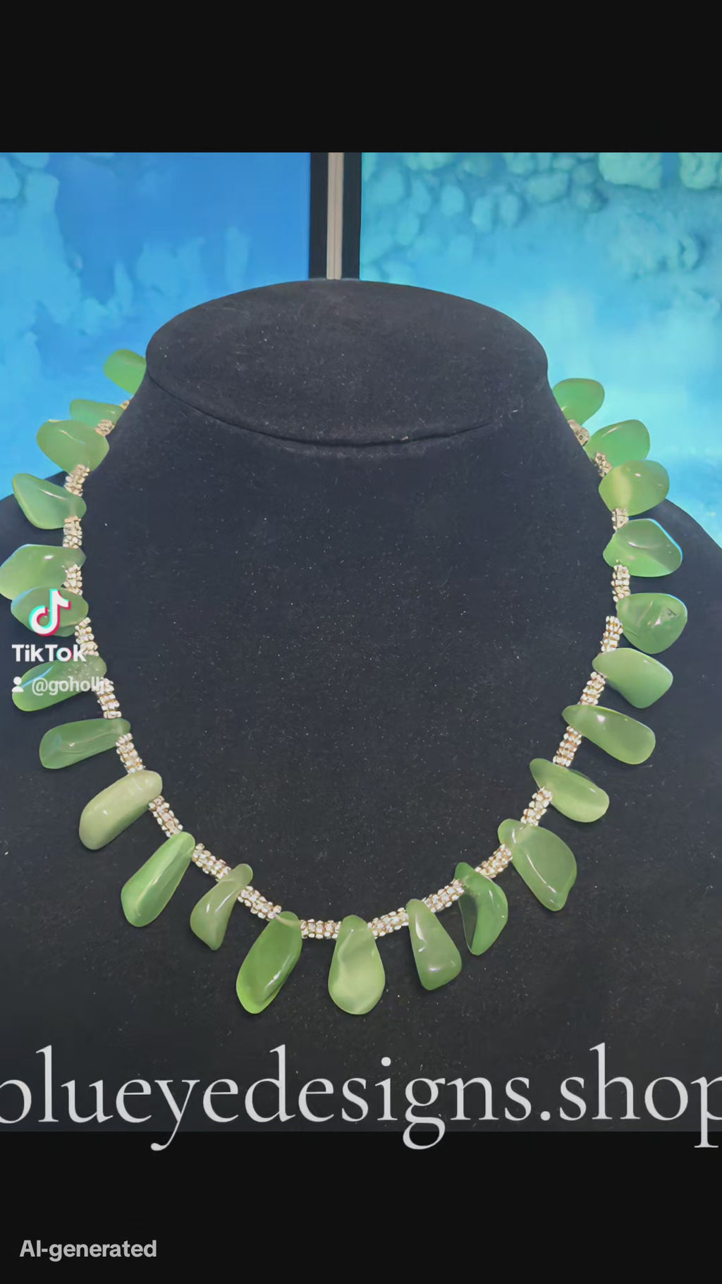 Coastal Sea Glass Necklace – Green Ocean Charm with Silver Accents