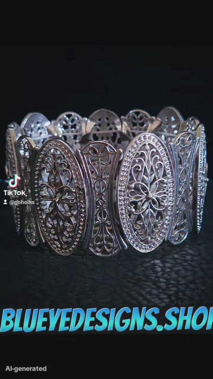 Vintage Filigree Stretch Bracelet – Easy On/Off, Intricate Design