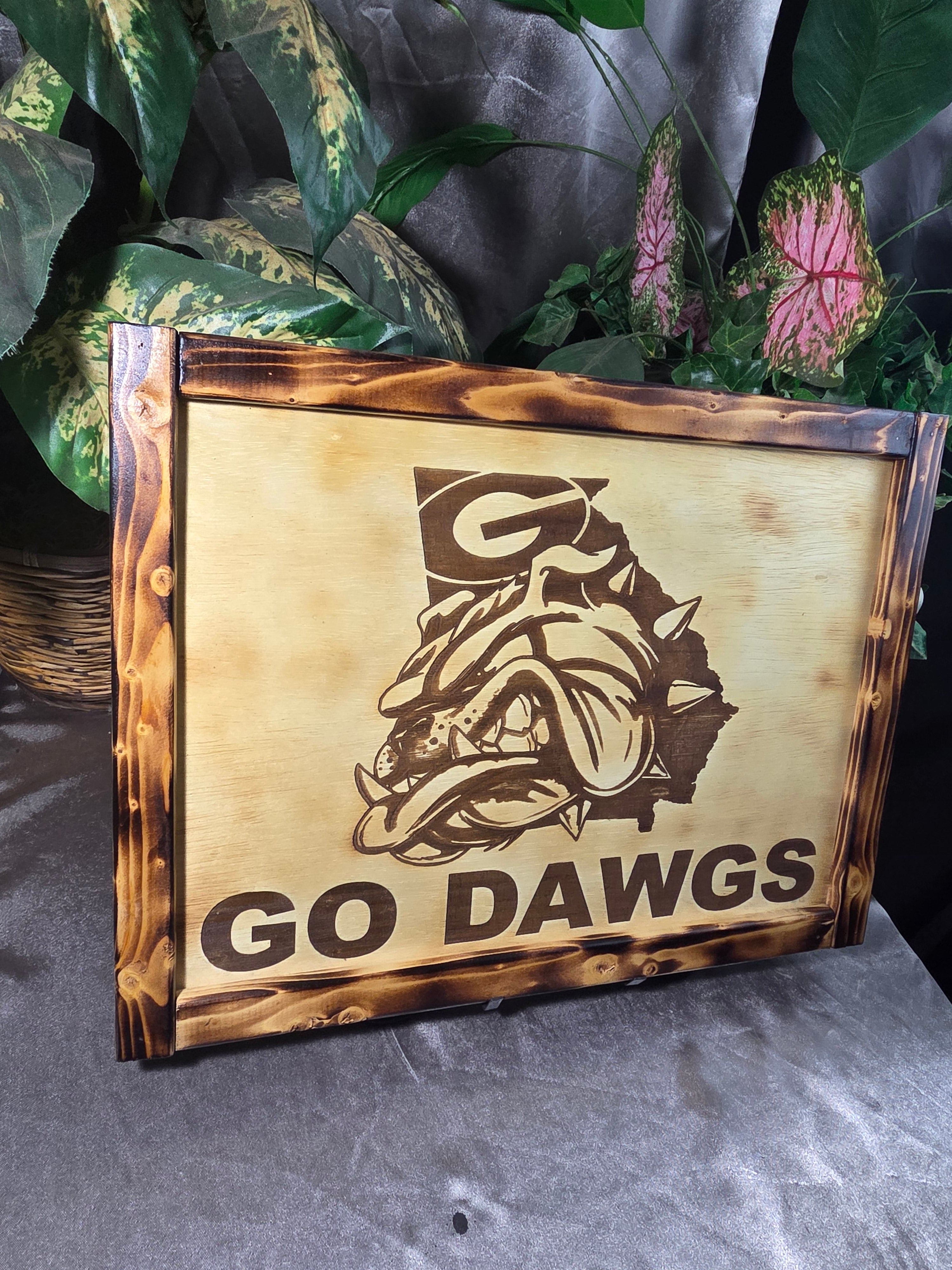 🔥 Handmade “Go Dawgs” Rustic Wall Art – One of a Kind 🔥