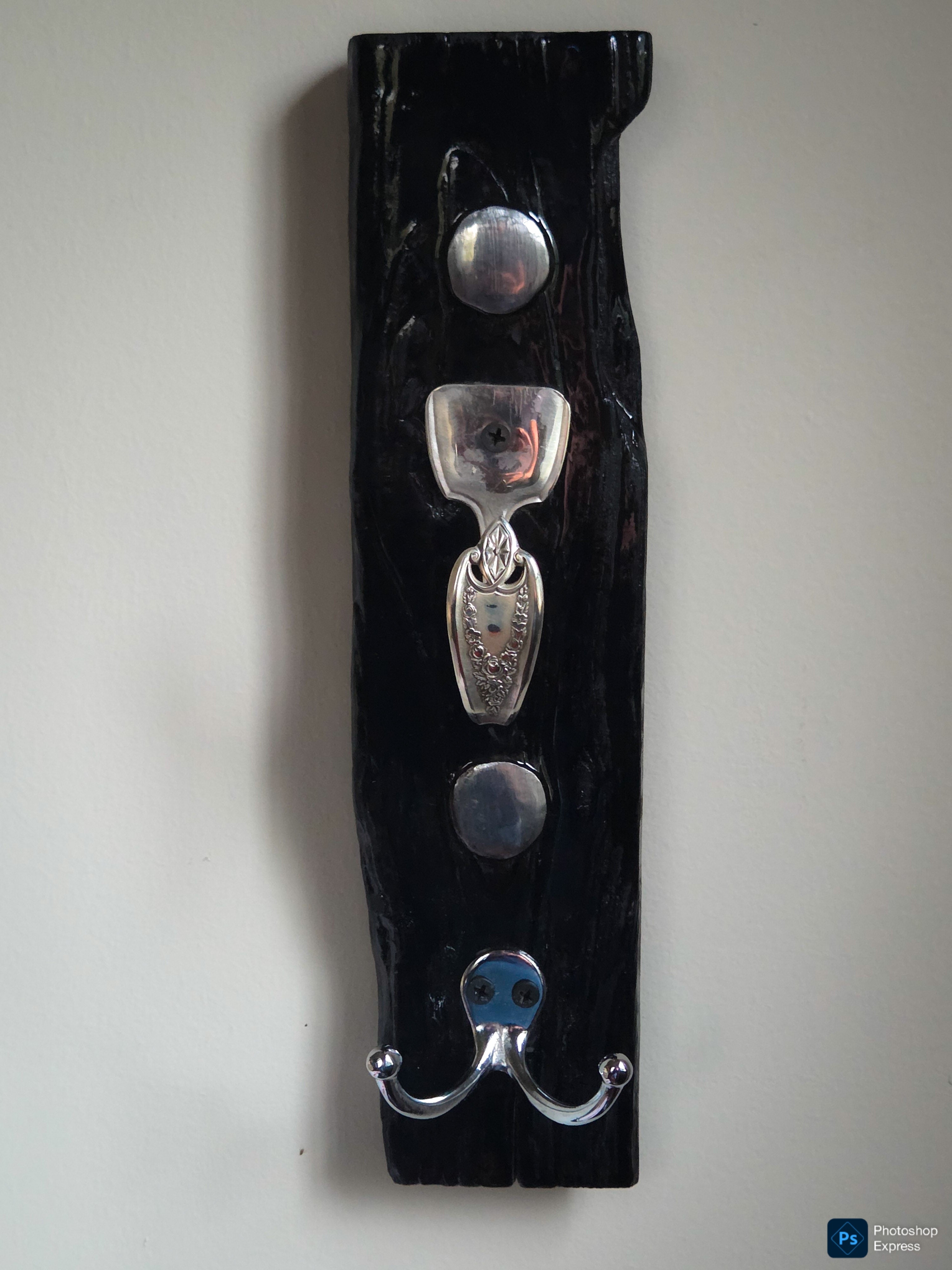 Handmade Driftwood Luxury Coat & Key Hanger – Epoxy Finish w/ Silver Hooks