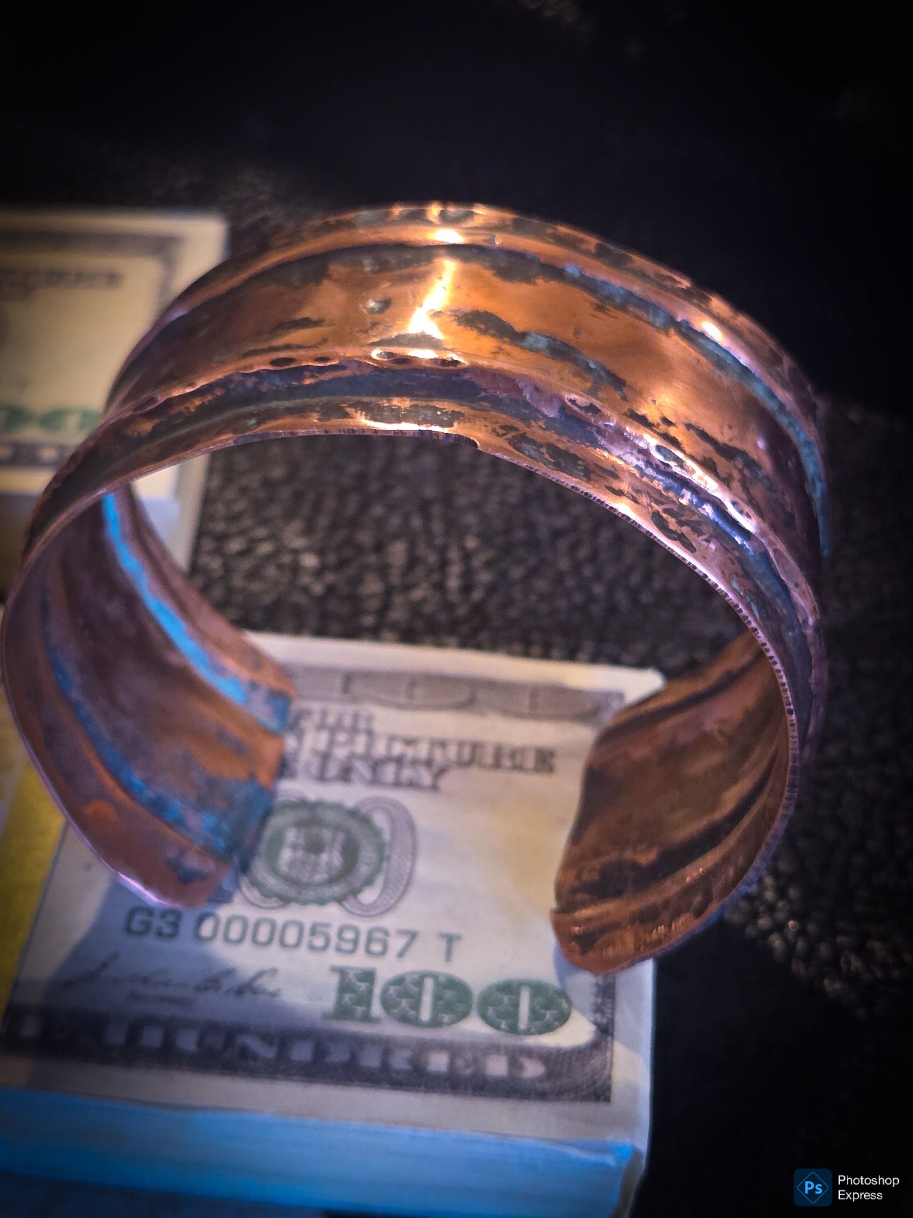Handmade Hammered Copper Cuff Bracelet – Adjustable Patina Finish – One of a Kind