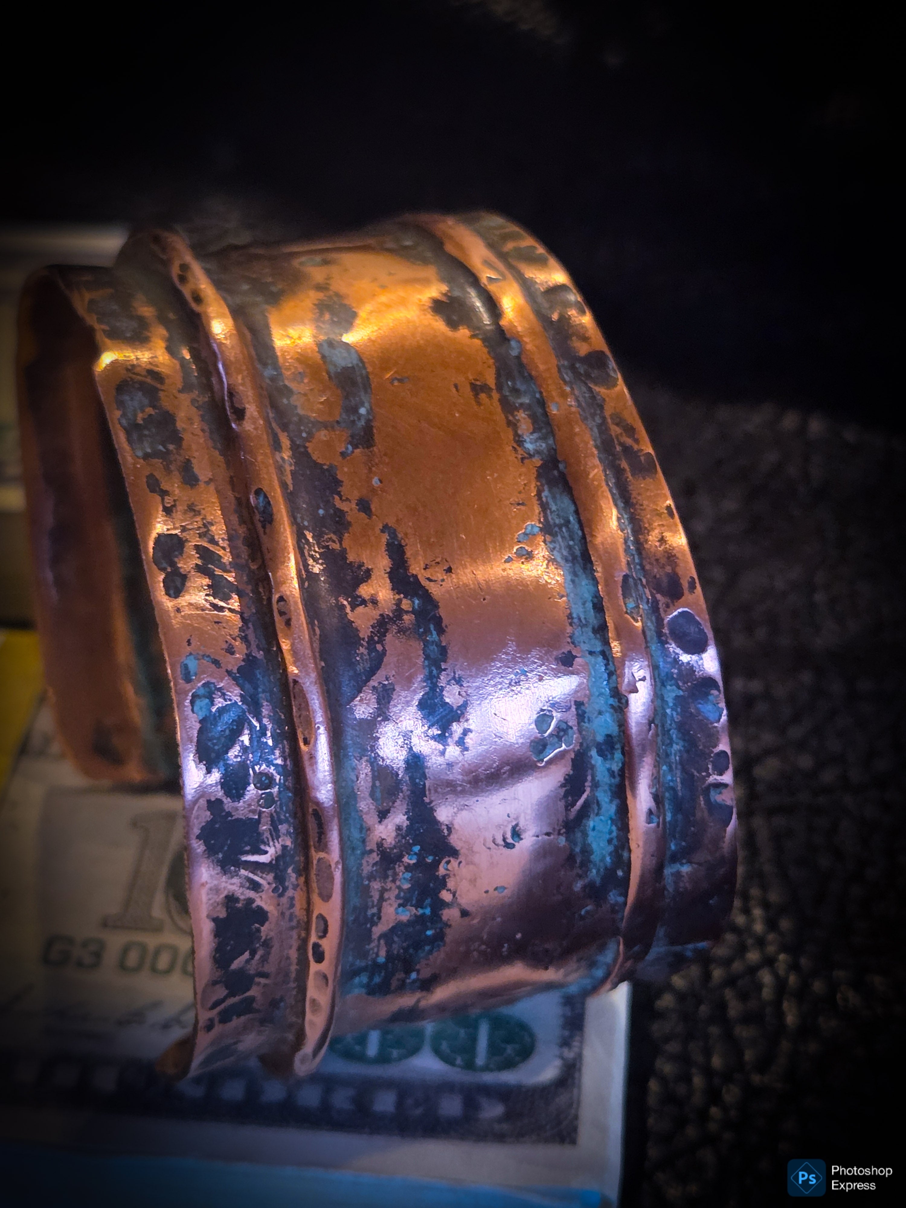Handmade Hammered Copper Cuff Bracelet – Adjustable Patina Finish – One of a Kind