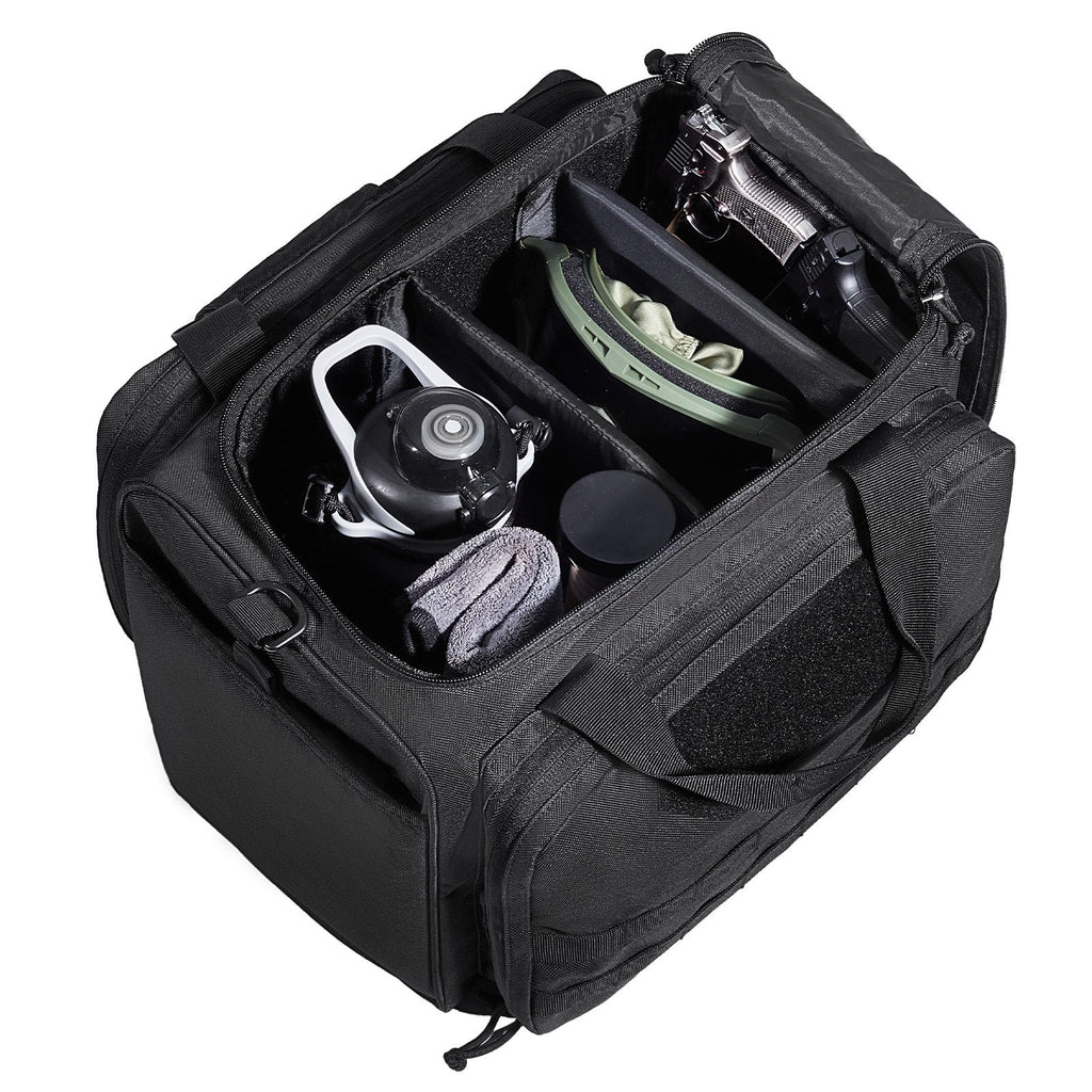 Range Bag for 3 Pistols, Tactical Gun Range Bag with 2 Detachable Baffles & 6 Magazines, Firearm Shooting Handgun Bag for Outdoor Hunting Pistol Bag with Single Shoulder Strip