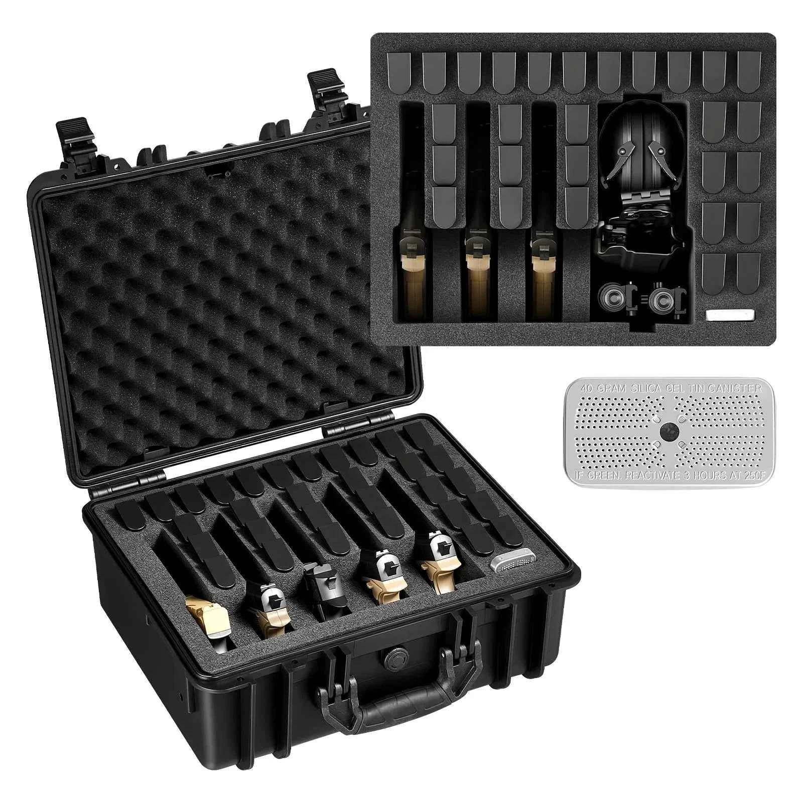 Hard Pistol Case, Heavy Duty Hard Gun Case with XPE Foam Lining, Waterproof Pistol Storage Box with Customizable Interior & Handle for Gun, Lenses, Camera, Gear, TSA Compliant, 18.7x12.5x7.5 in