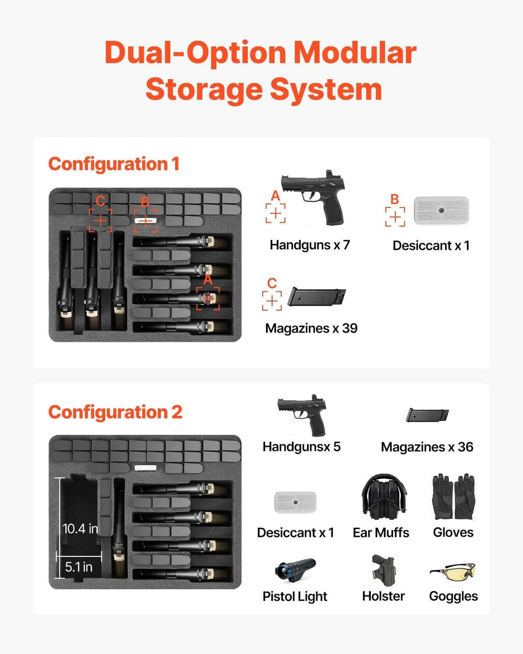 Hard Pistol Case, Heavy Duty Hard Gun Case with XPE Foam Lining, Waterproof Pistol Storage Box with Customizable Interior & Handle for Gun, Lenses, Camera, Gear, TSA Compliant, 19.3x17.1x8.3 in