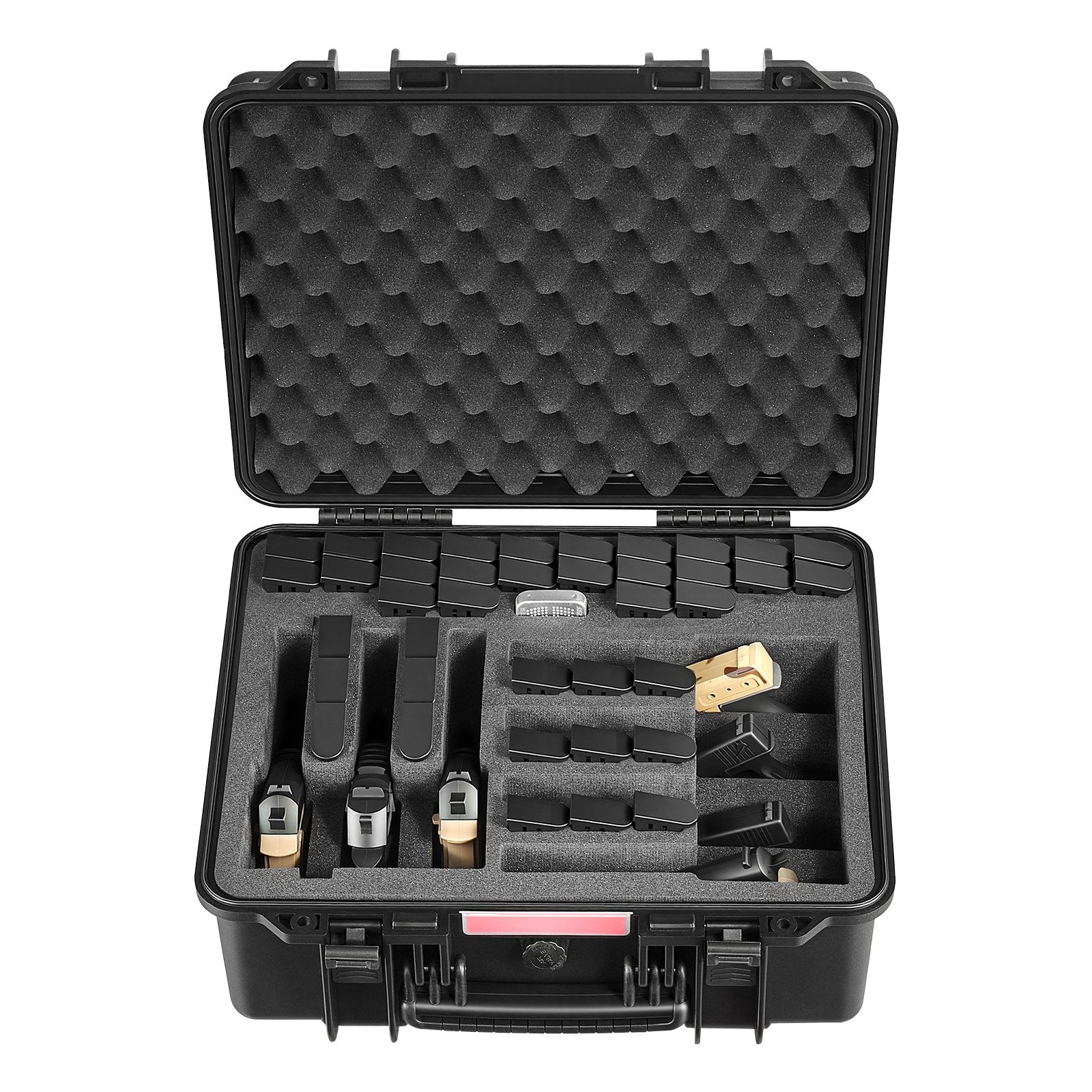 Hard Pistol Case, Heavy Duty Hard Gun Case with XPE Foam Lining, Waterproof Pistol Storage Box with Customizable Interior & Handle for Gun, Lenses, Camera, Gear, TSA Compliant, 19.3x17.1x8.3 in
