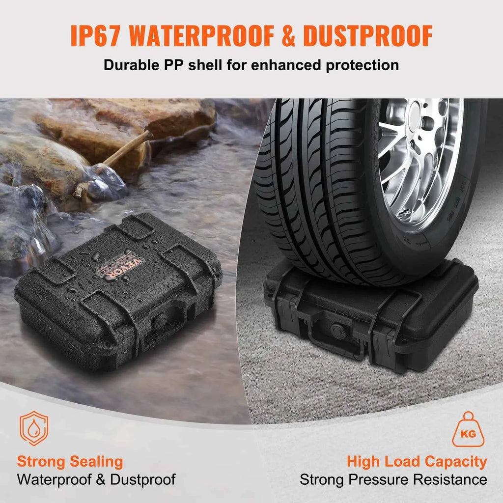 Hard Pistol Cases with Pre-cut PU Foam, Waterproof & Dustproof Hard Gun Case for 1 Pistol, 12.59×9.01×4.4 in Lockable Pistol Case, Black